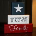 Texas Family Block Set Shelf Sitter Decor Lonestar..