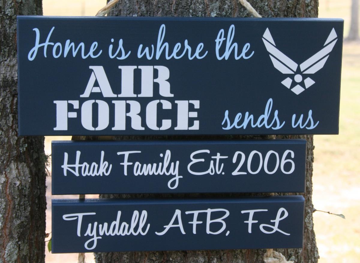 Hand Painted "home Is Where The Coast Guard, Army, Navy, Marine Corps Sends Us" Door Wall Hanging Sign Decor